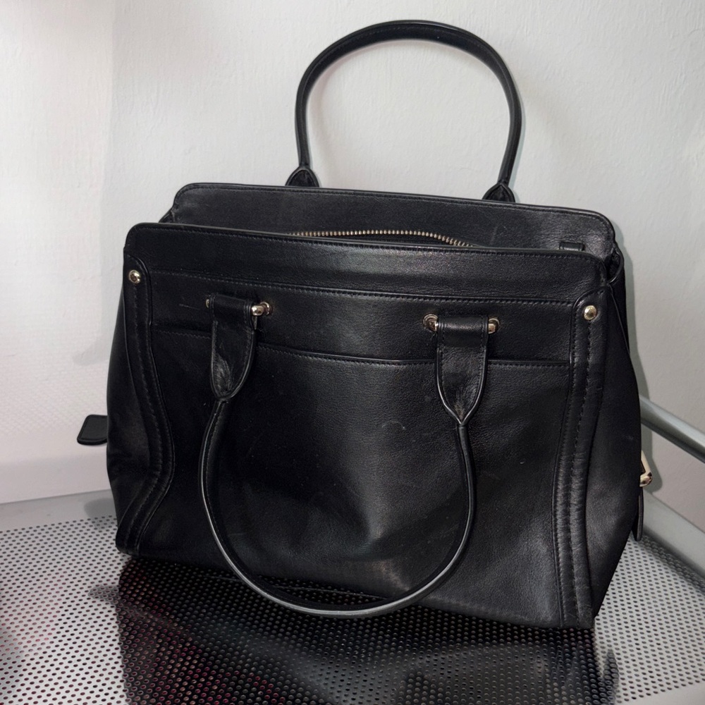 Coach Swagger Frame Satchel Black Leather Handbag with Crossbody Strap - Picture 4 of 16